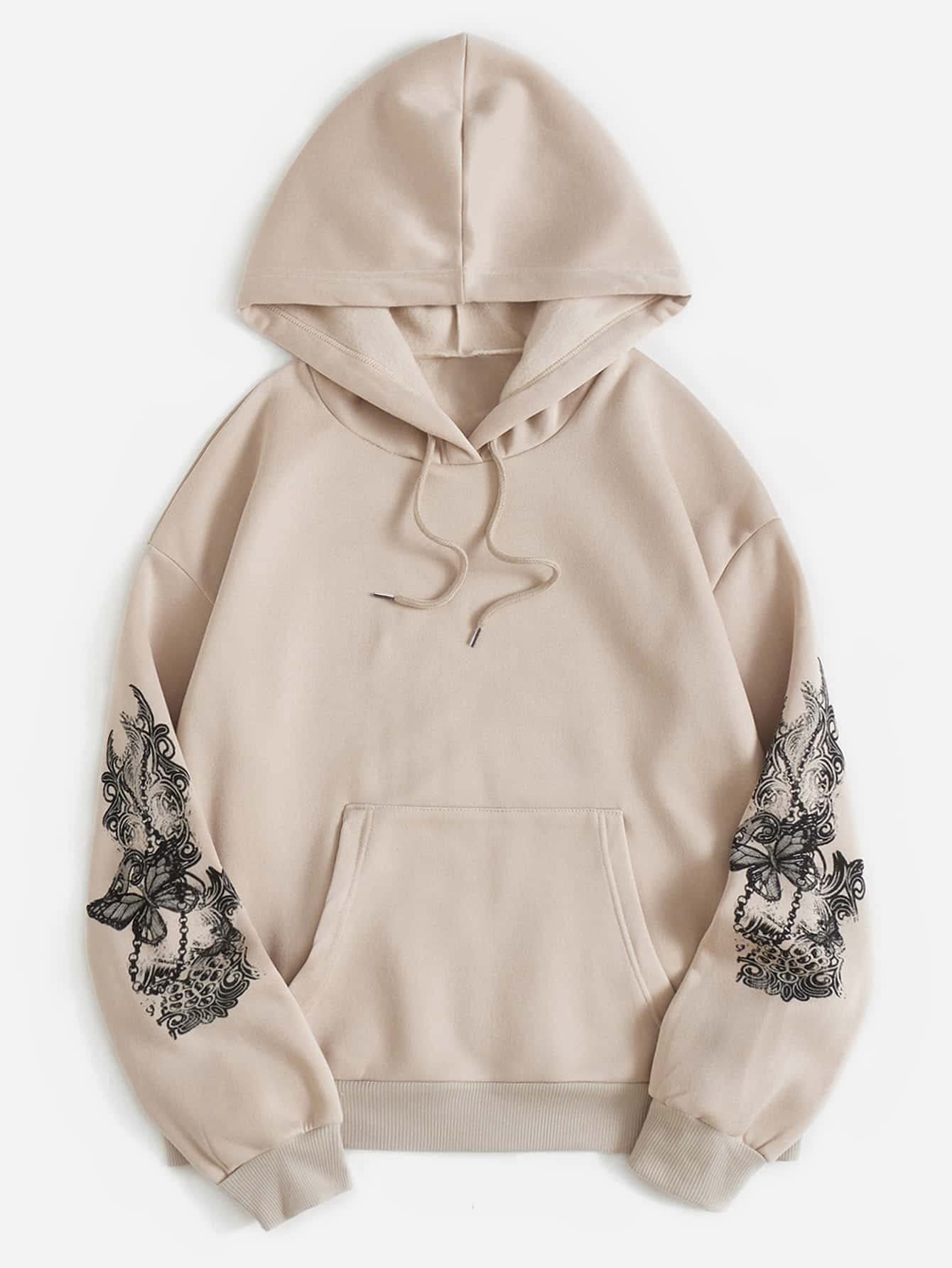 SOLY HUX Women's Graphic Hoodies Heart Print Drawstring Long Sleeve Pocket Sweatshirt Pullover Tops