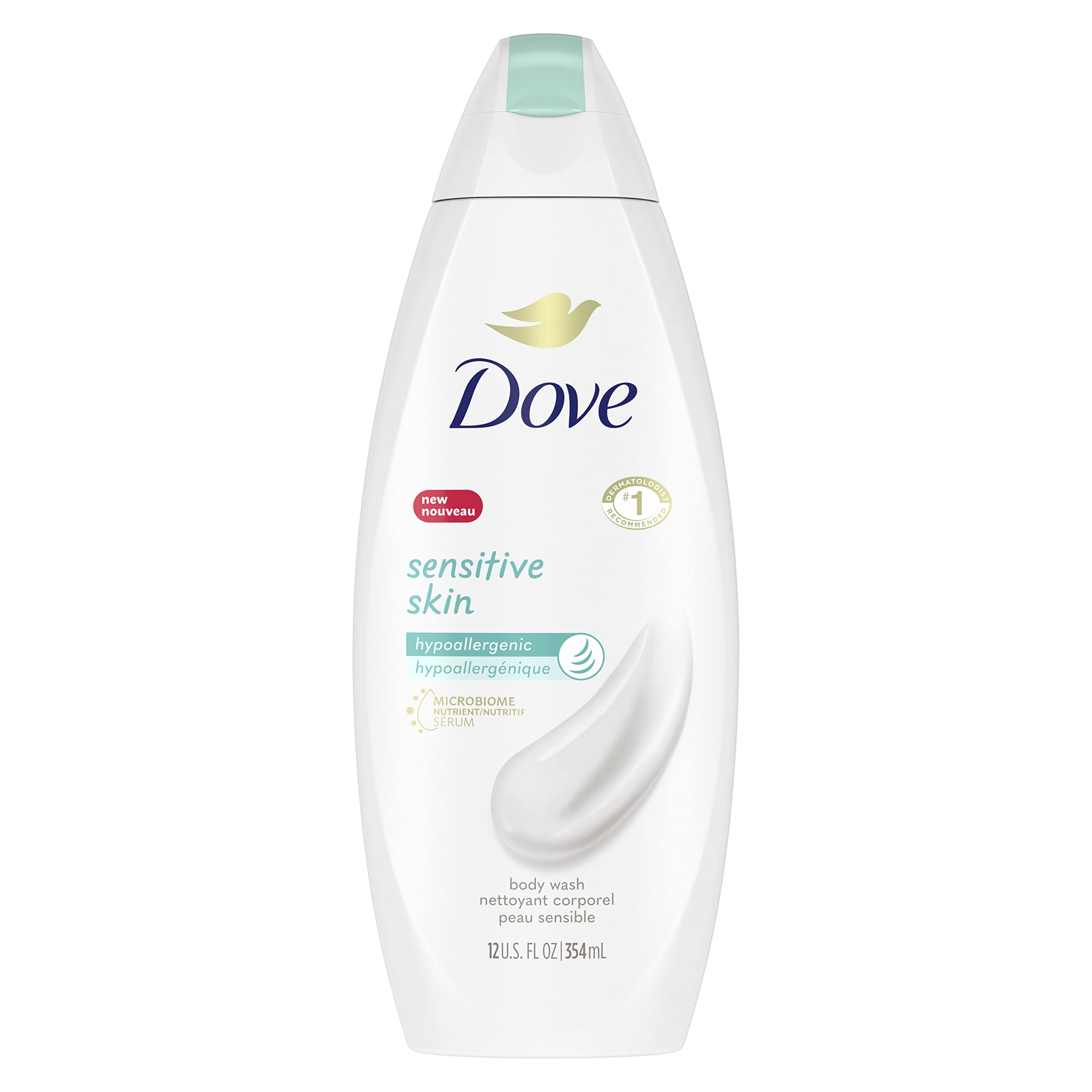 Dove Body Wash with Pump Sensitive Skin For 24hr Lotion-Soft Skin Moisturizing Skin Cleanser Gentle Hypoallergenic Formula with No Sulfates No Parabens 30.6 oz