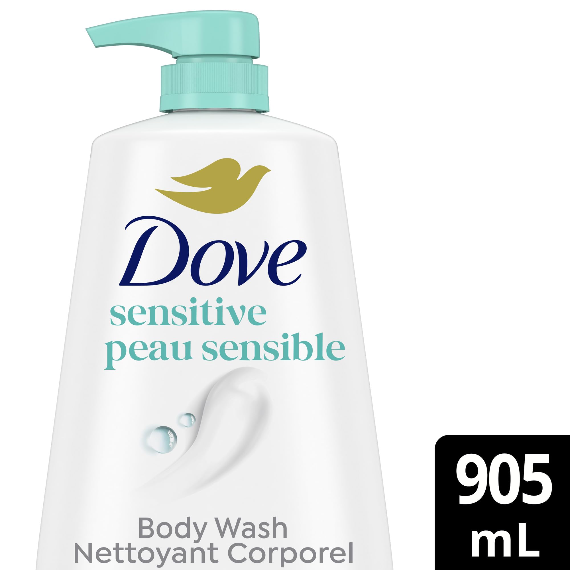 Dove Body Wash with Pump Sensitive Skin For 24hr Lotion-Soft Skin Moisturizing Skin Cleanser Gentle Hypoallergenic Formula with No Sulfates No Parabens 30.6 oz