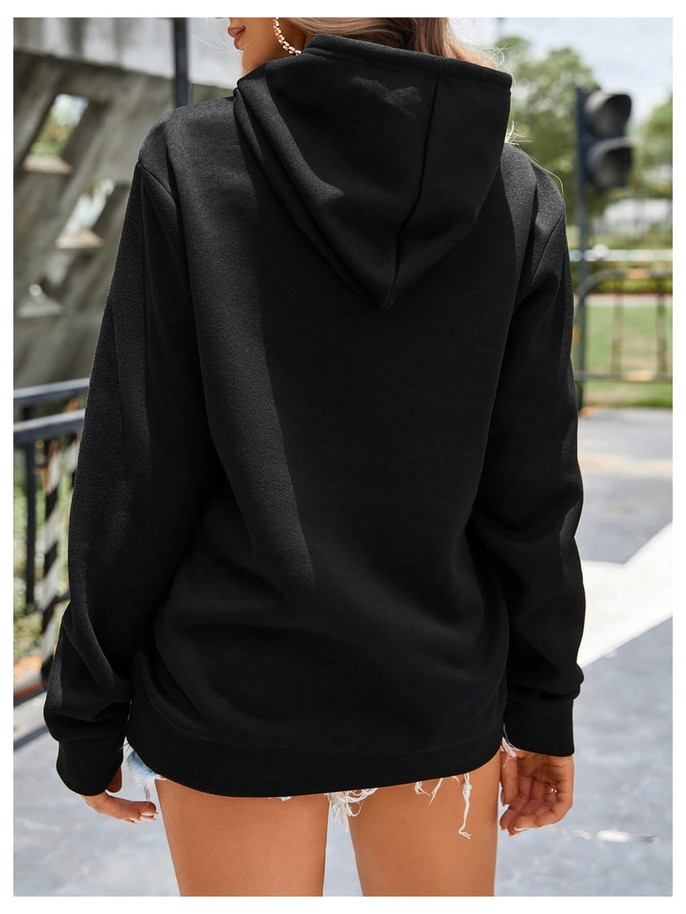 SOLY HUX Women's Graphic Hoodies Heart Print Drawstring Long Sleeve Pocket Sweatshirt Pullover Tops