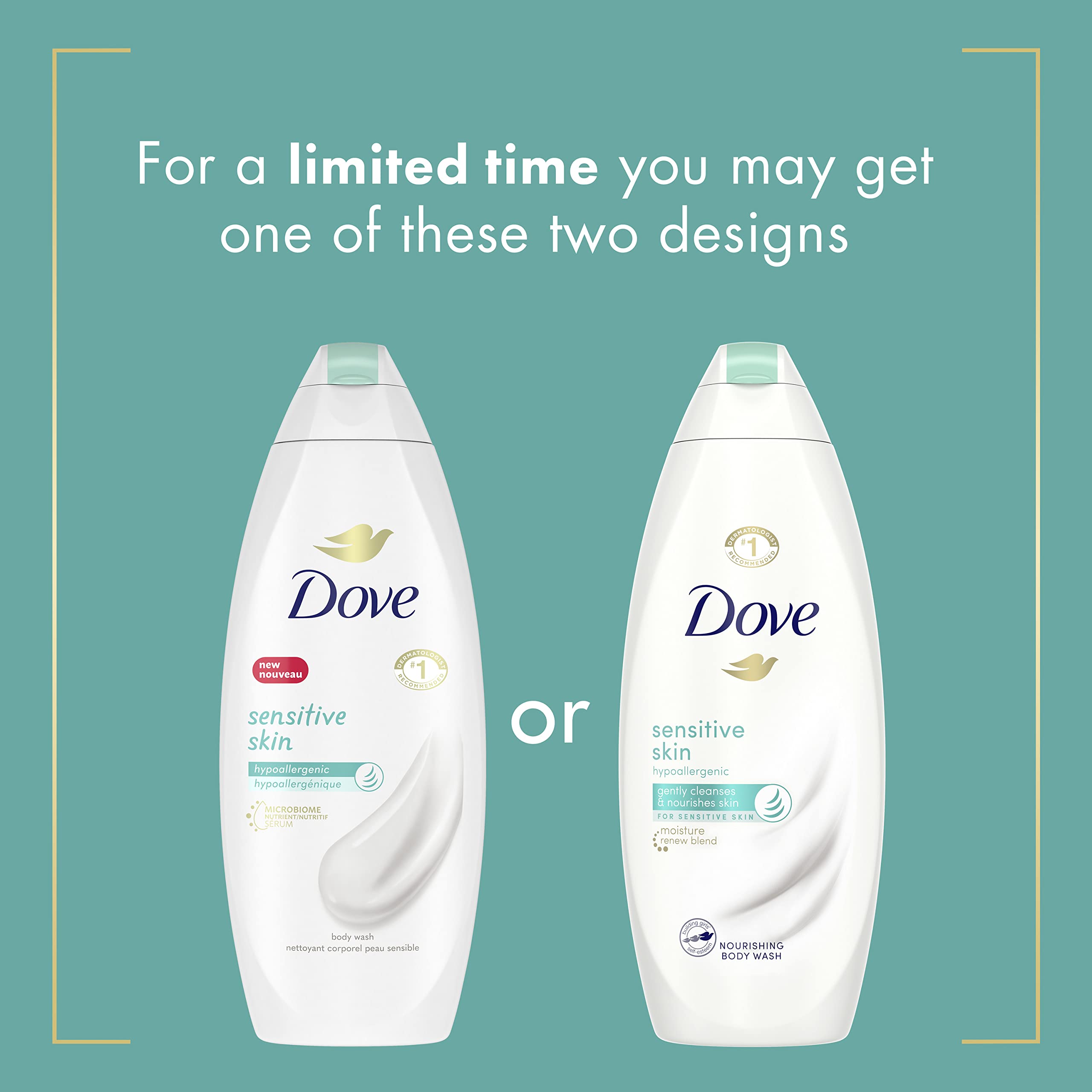 Dove Body Wash with Pump Sensitive Skin For 24hr Lotion-Soft Skin Moisturizing Skin Cleanser Gentle Hypoallergenic Formula with No Sulfates No Parabens 30.6 oz