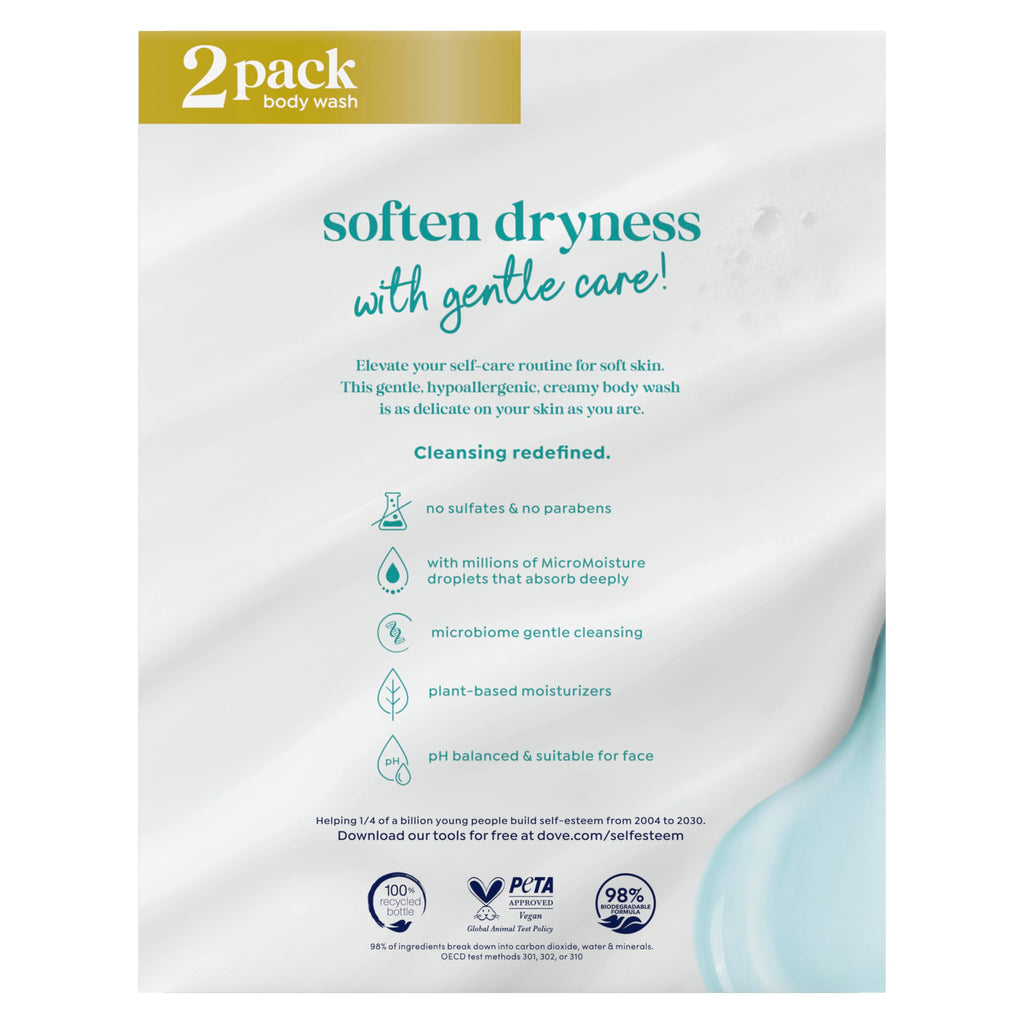 Dove Body Wash with Pump Sensitive Skin For 24hr Lotion-Soft Skin Moisturizing Skin Cleanser Gentle Hypoallergenic Formula with No Sulfates No Parabens 30.6 oz