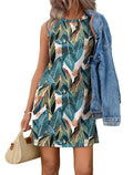 WIHOLL Casual Dresses for Women Crewneck Sleeveless Tank Dress Summer Spring Boho Vacation Clothes